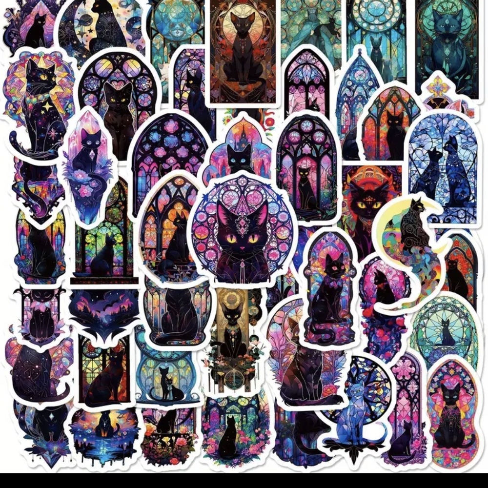 Mystical Cat Art Sticker Collection 12 Pack